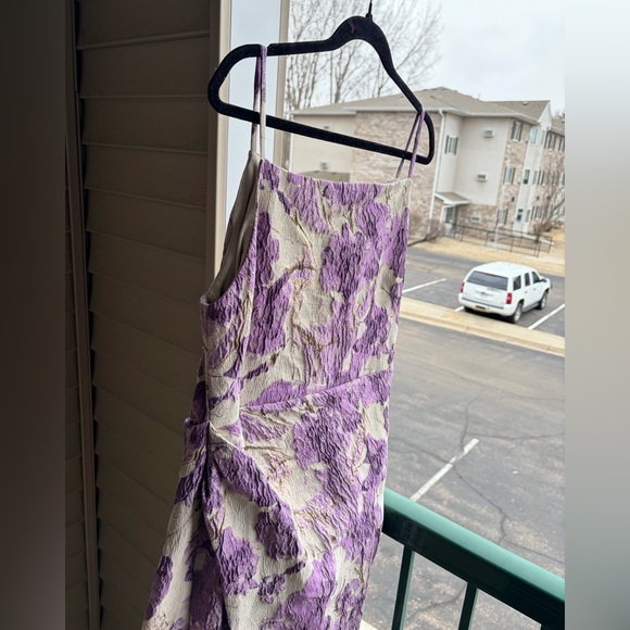 🆕✨DonnaKaran New York Textured Floral Midi Dress Purple Beige Jacquard Size 4,12 - Picture 5 of 16